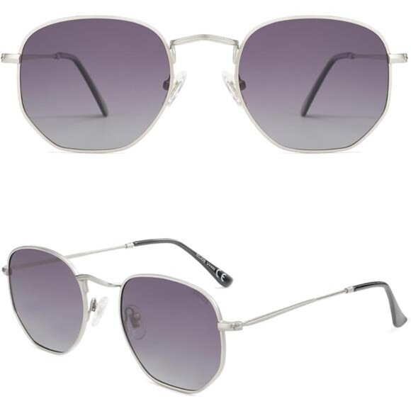 Polarized Sunglasses for Women Men Small Hexagonal Polygon Mirrored Lens main image 4